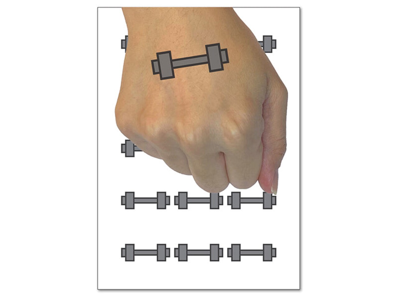 Dumbbell Barbell Weight Lifting Outline Temporary Tattoo Water Resistant Fake Body Art Set Collection (1 Sheet)